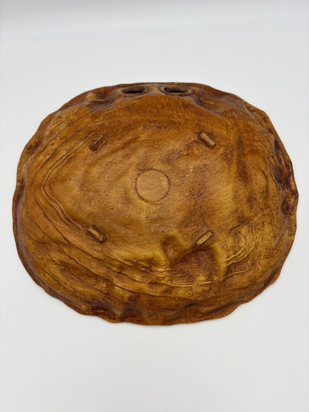 Vintage TACO Yellowstone Park Faux Wood Resin Wall Bowl Tray Old Faithful 11.5in - Picture 2 of 7